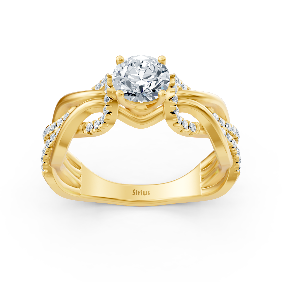 Gelbgold Diamant Verlobungsring "Verflochtener Pfad"