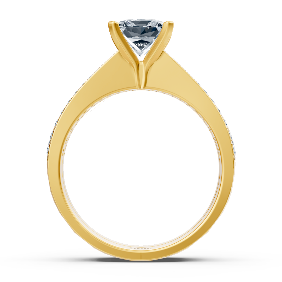 Gelbgold Diamant Prinzessschliff Vorsteckring mit Akzenten