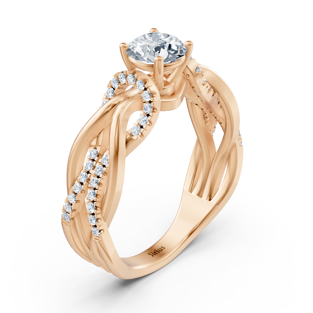 Rose gold diamond engagement ring "Intertwined Path"