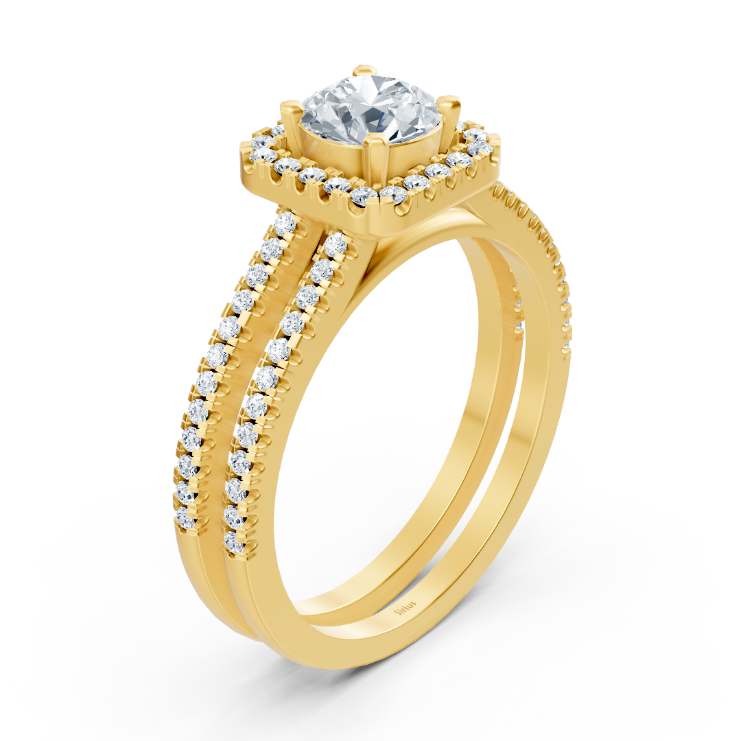 Gelbgold Diamant Halo Ring
