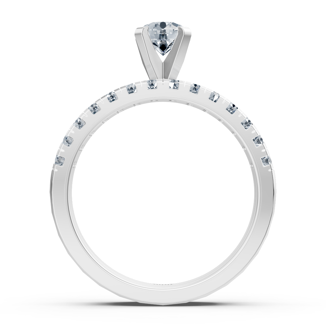 White gold diamond stacking ring with side ring