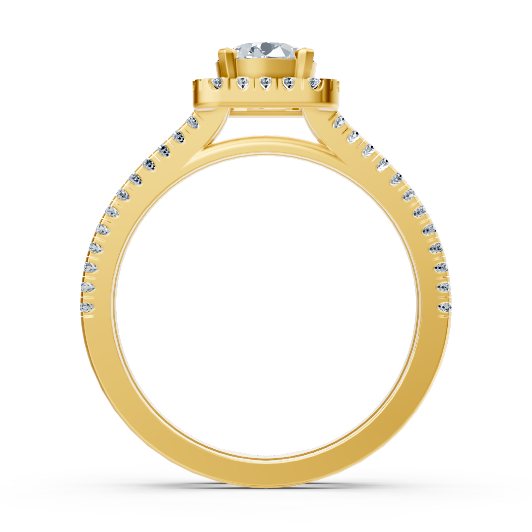 Gelbgold Diamant Halo Ring