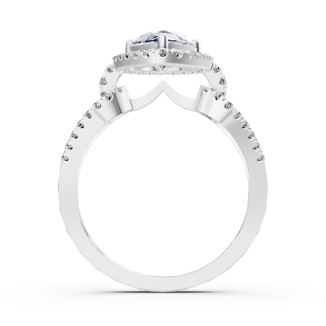 Bague Majestic Pear en or blanc 14 carats avec diamants marquise