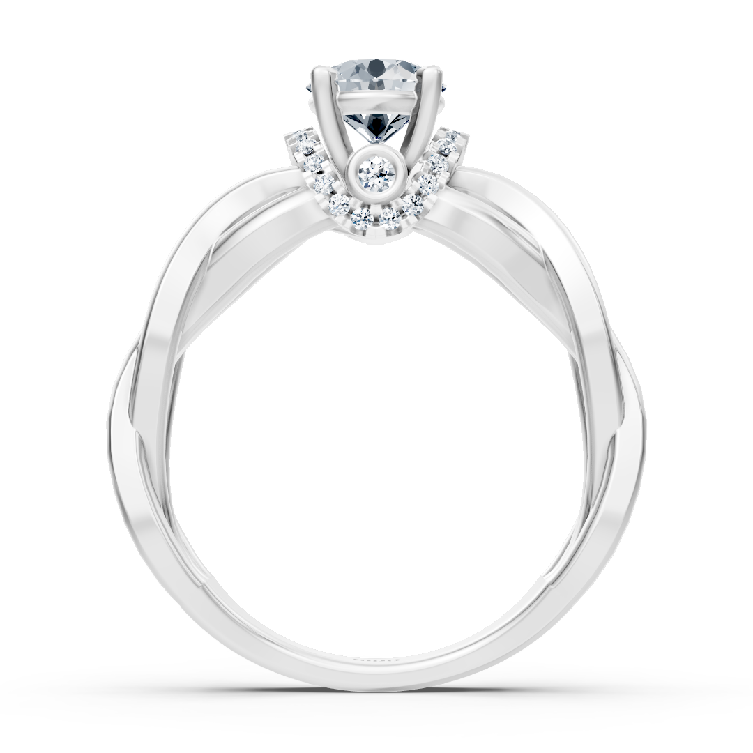 White Gold Diamond Twist Engagement Ring - Solitaire Design