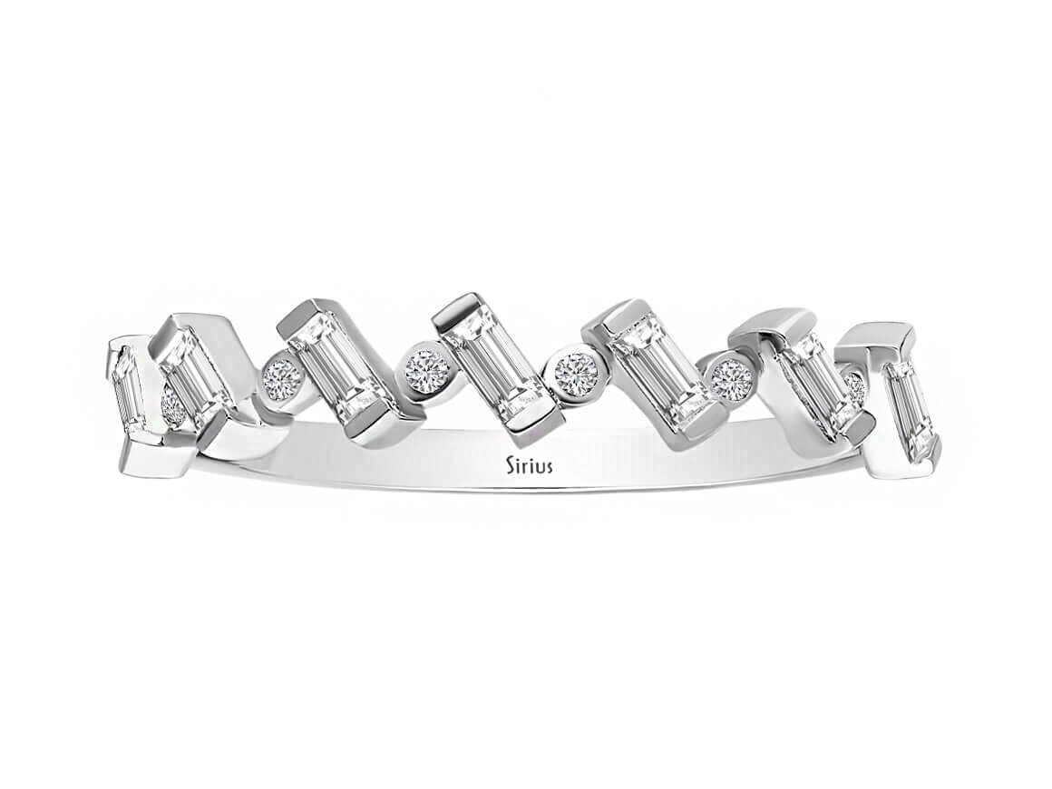 Birgie Halb-Eternity-Ring mit Baguette- und runden Diamanten