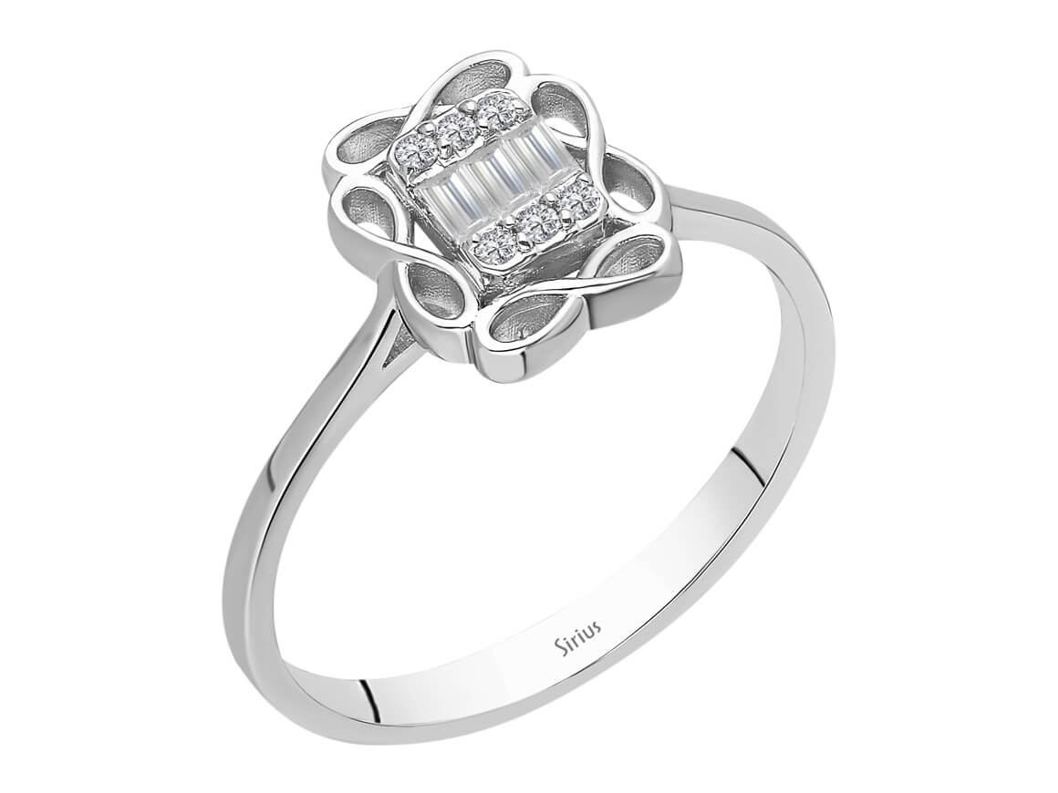 Birgie Baguetteschliff-Diamant-Blumenring