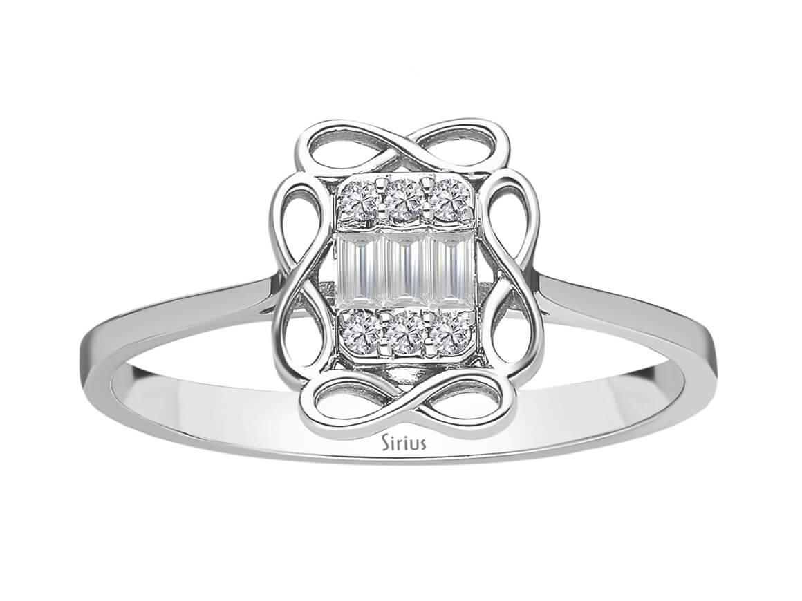 Birgie Baguetteschliff-Diamant-Blumenring