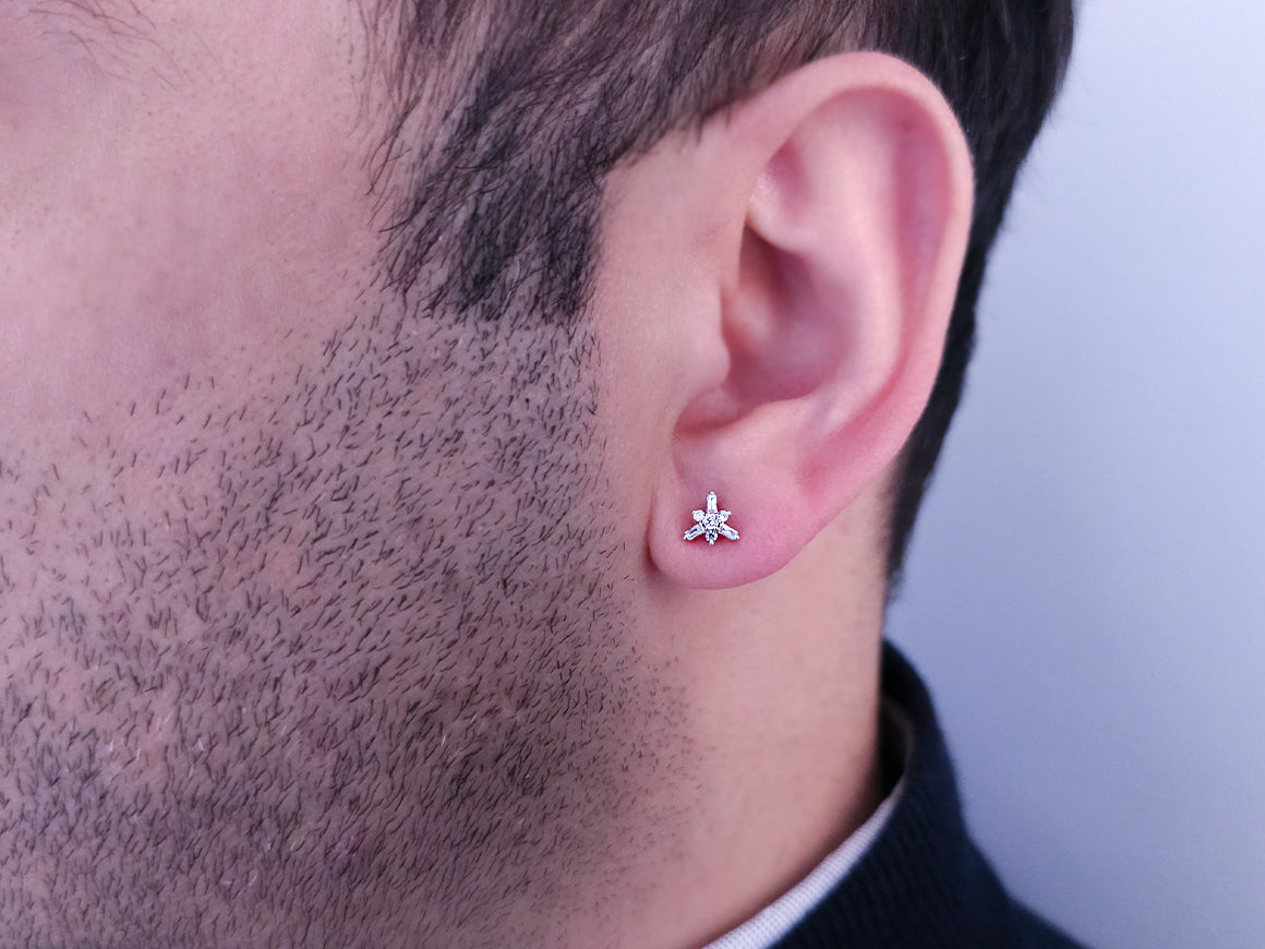 Elegante Diamant Ohrstecker mit Baguette- und runden Diamanten, 0.11 Karat, 14K Gold