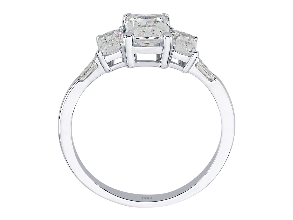 Birgie Diamant- und Weißtopas-Ring mit Oktagon- und Baguetteschliff