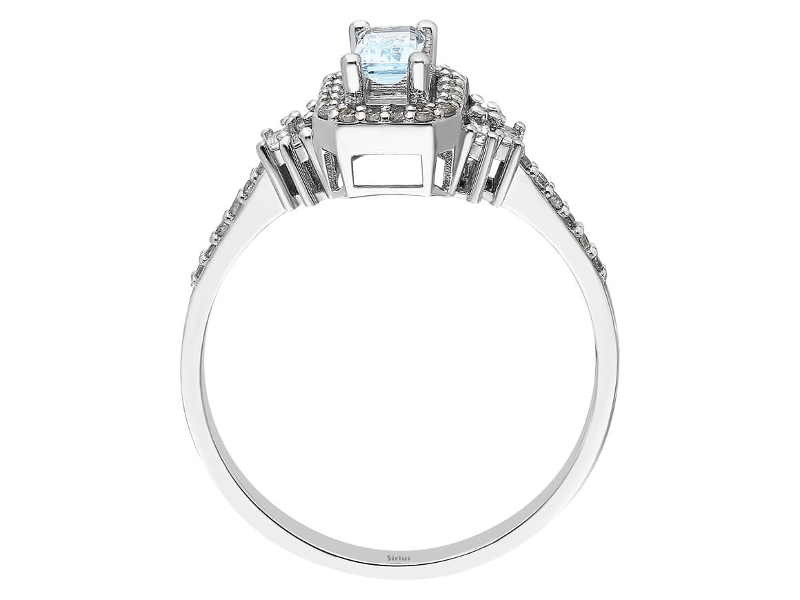Birgie Rechteckiger Diamant-Halo-Ring mit Baguette-Akzenten