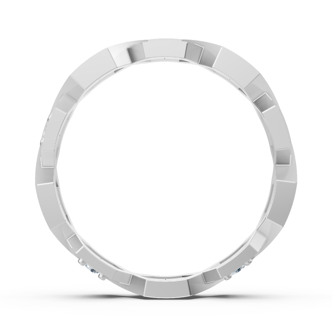 Bague diamant géométrique en or blanc 14 carats