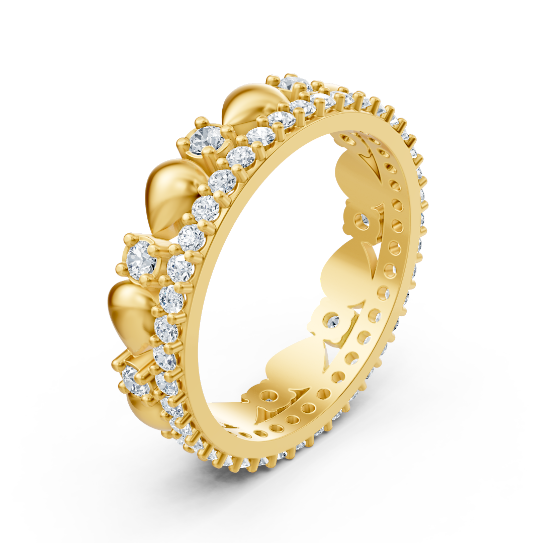 Birgie Diamond Eternity Ring 14K Yellow Gold – Round Cut, 2 mm & 1.5 mm