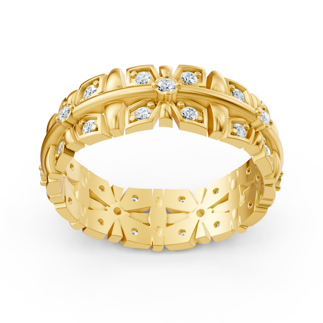 Bague en or jaune 14 carats avec diamants - une élégance intemporelle au quotidien