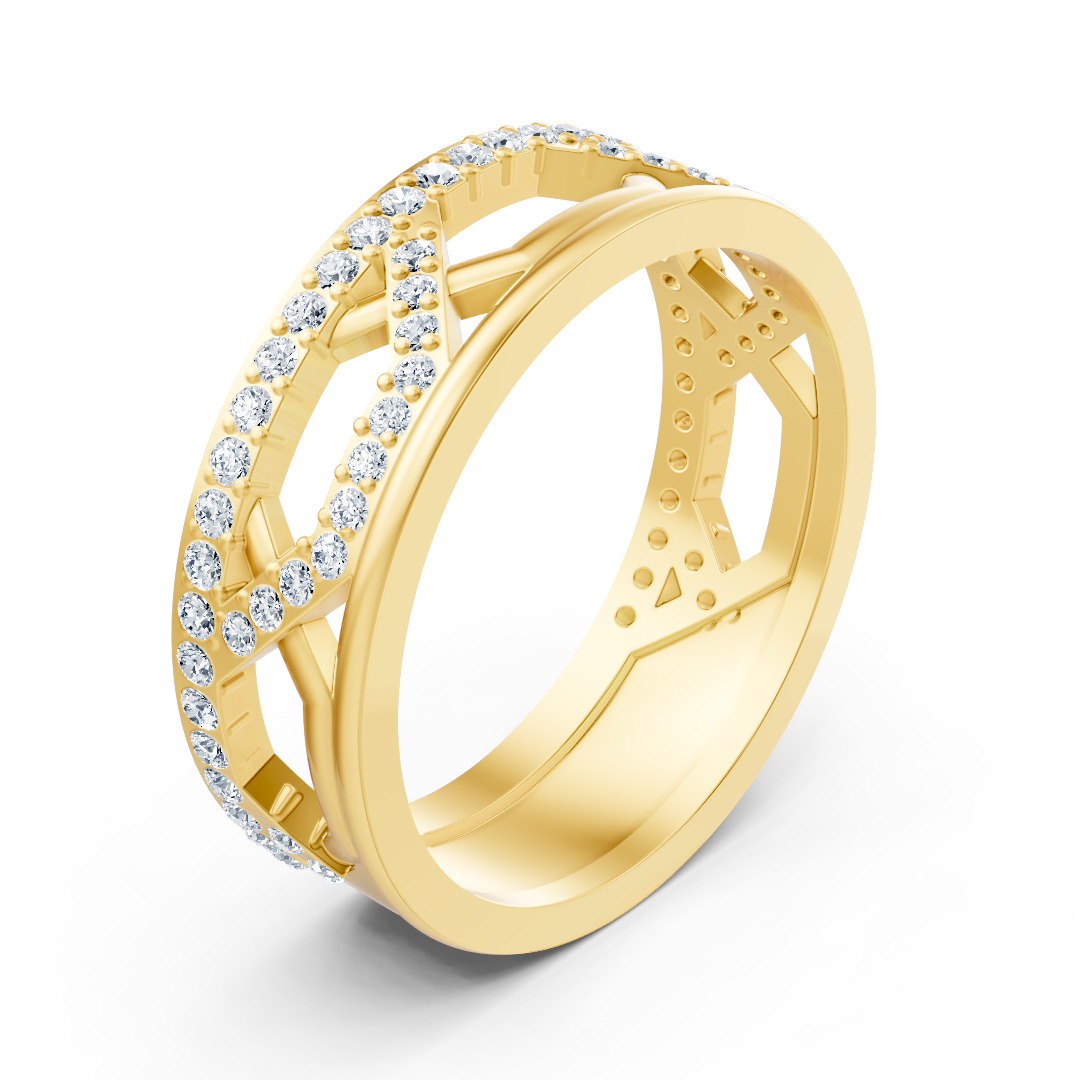 Gelbgold-Ring mit Runddiamanten im Prong-Design