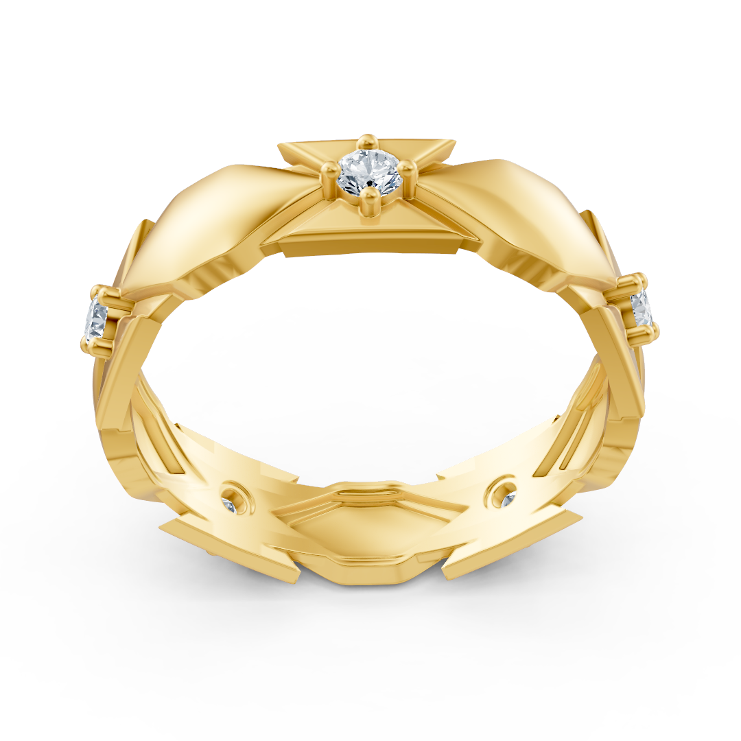 Exklusive Gelbgold-Diamantring mit modernem Design