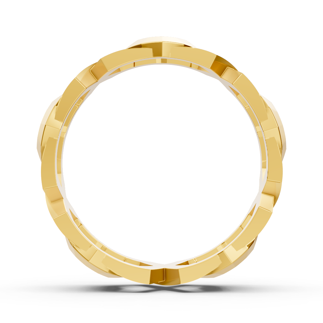 Exquisiter Gelbgold-Diamantring – Geometrisches Design