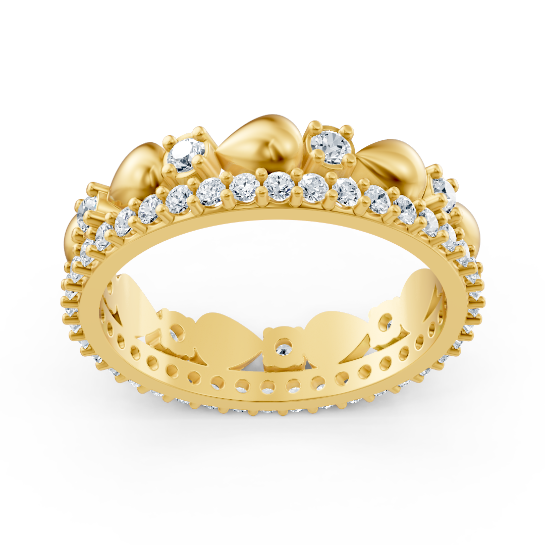 Bague d'éternité en diamant Birgie en or jaune 14 carats – Taille ronde, 2 mm et 1,5 mm