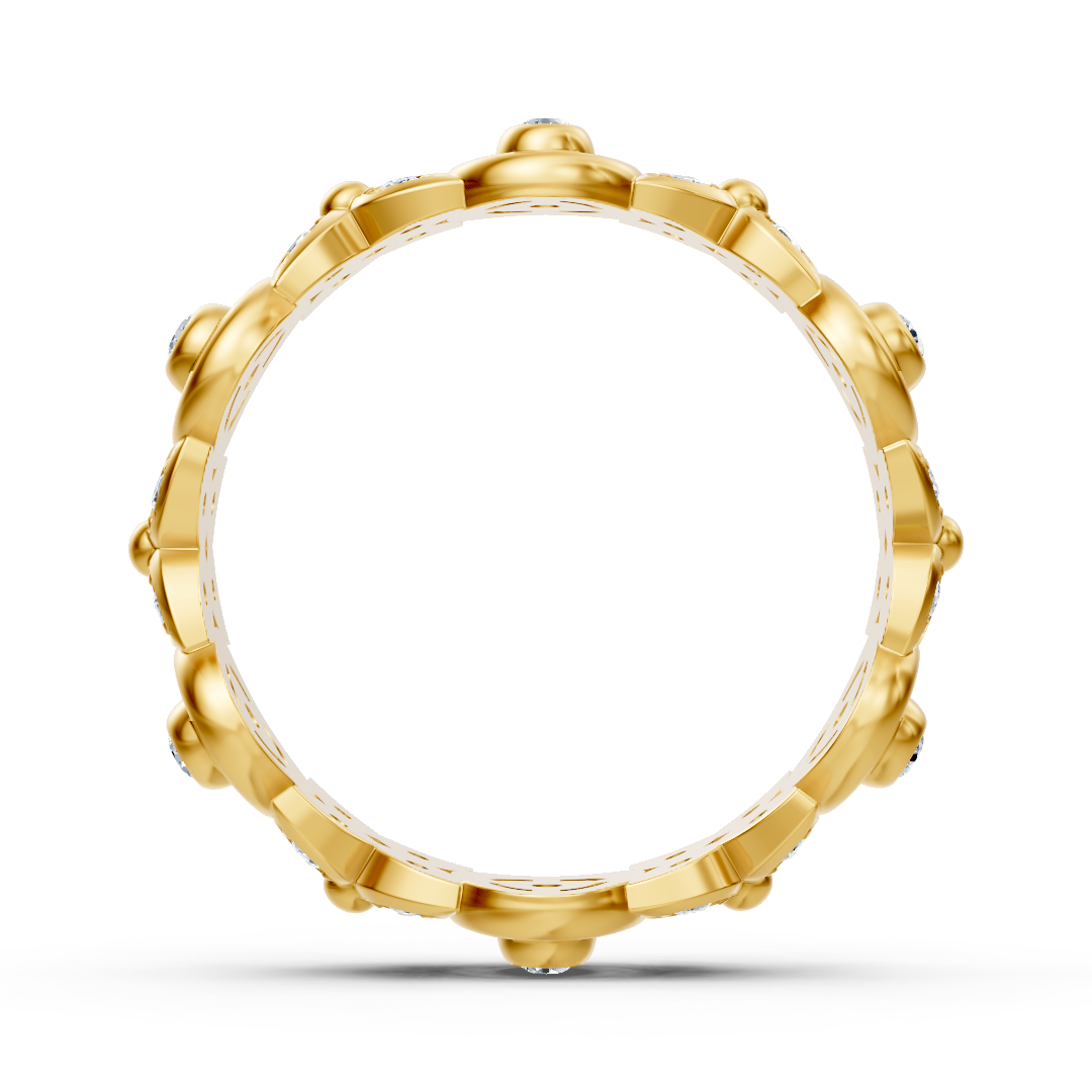 Yellow gold diamond ring with floral design
