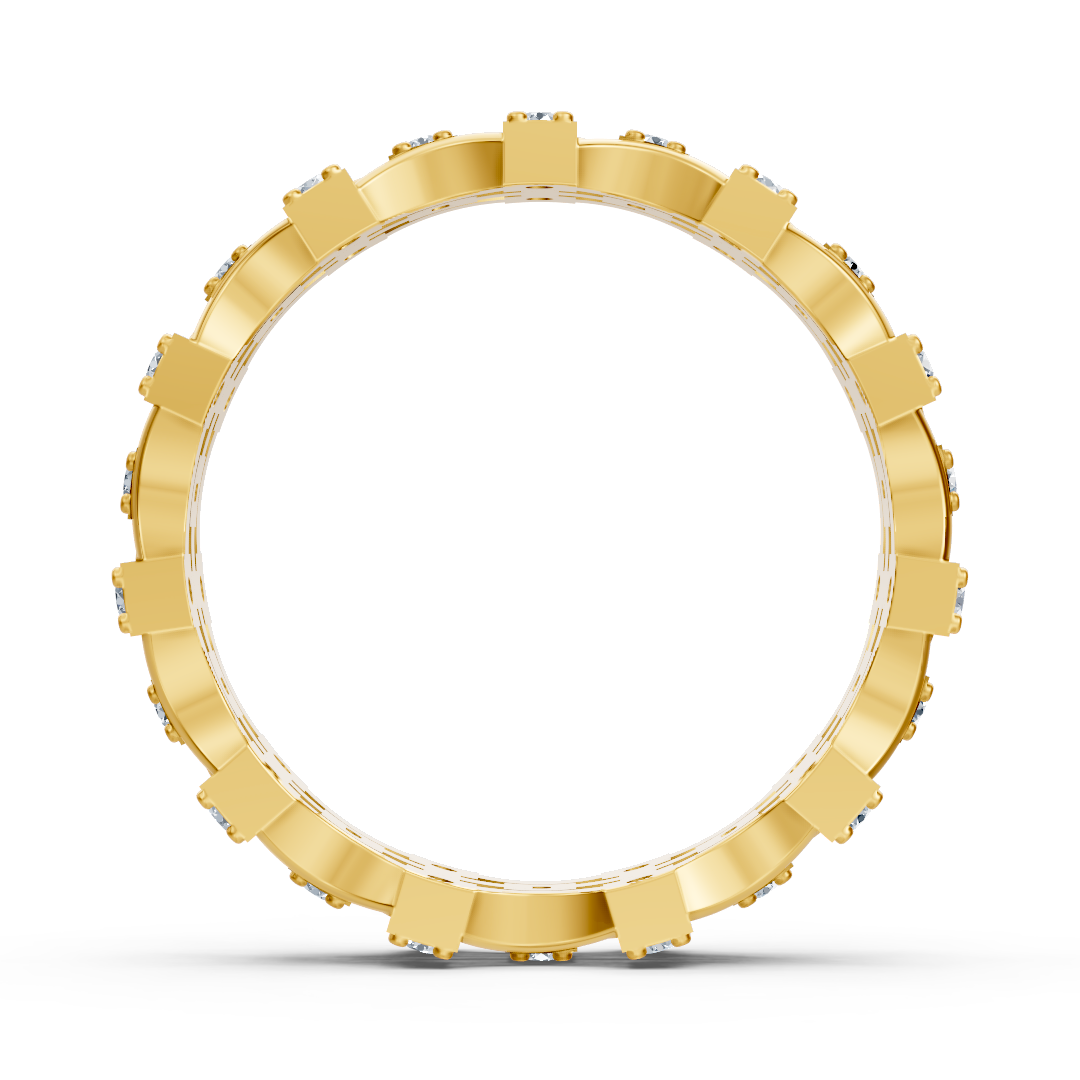 Bague moderne en or jaune 14 carats avec diamants - bague femme filigrane pour tous les jours