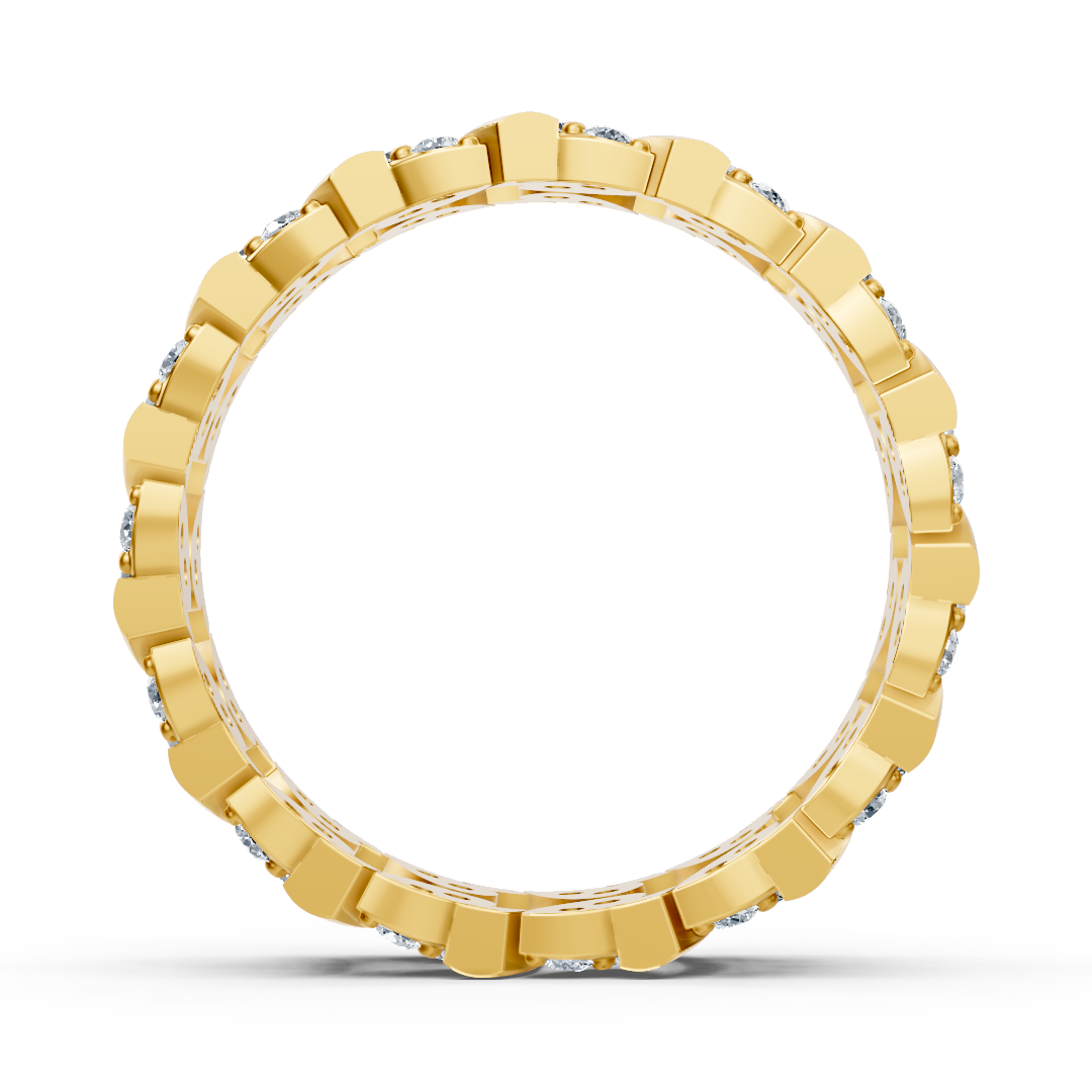 Yellow gold diamond ring with curved design