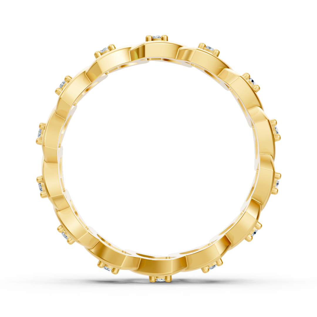 Eleganter Gelbgold-Ring mit Rundschliff-Diamanten – Filigranes Design