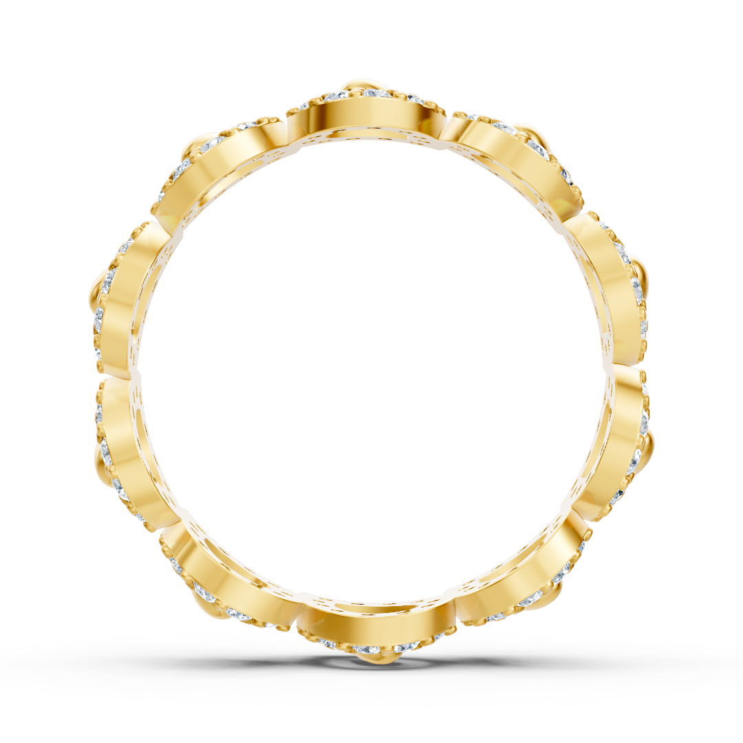 Opulent yellow gold ring with diamonds – sparkling sea of flowers design