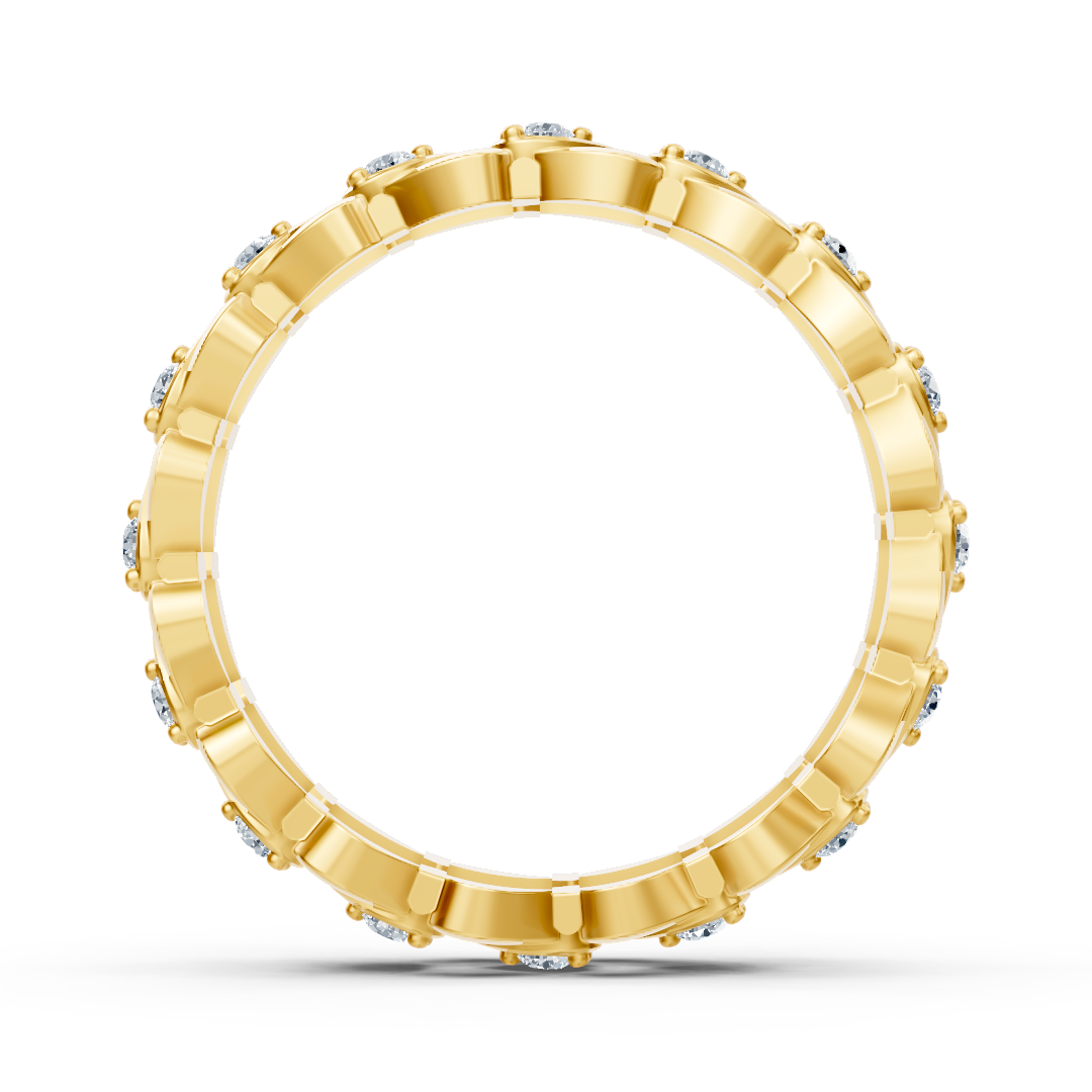 Eleganter Gelbgold Ring mit Diamanten – Filigranes Blatt Design