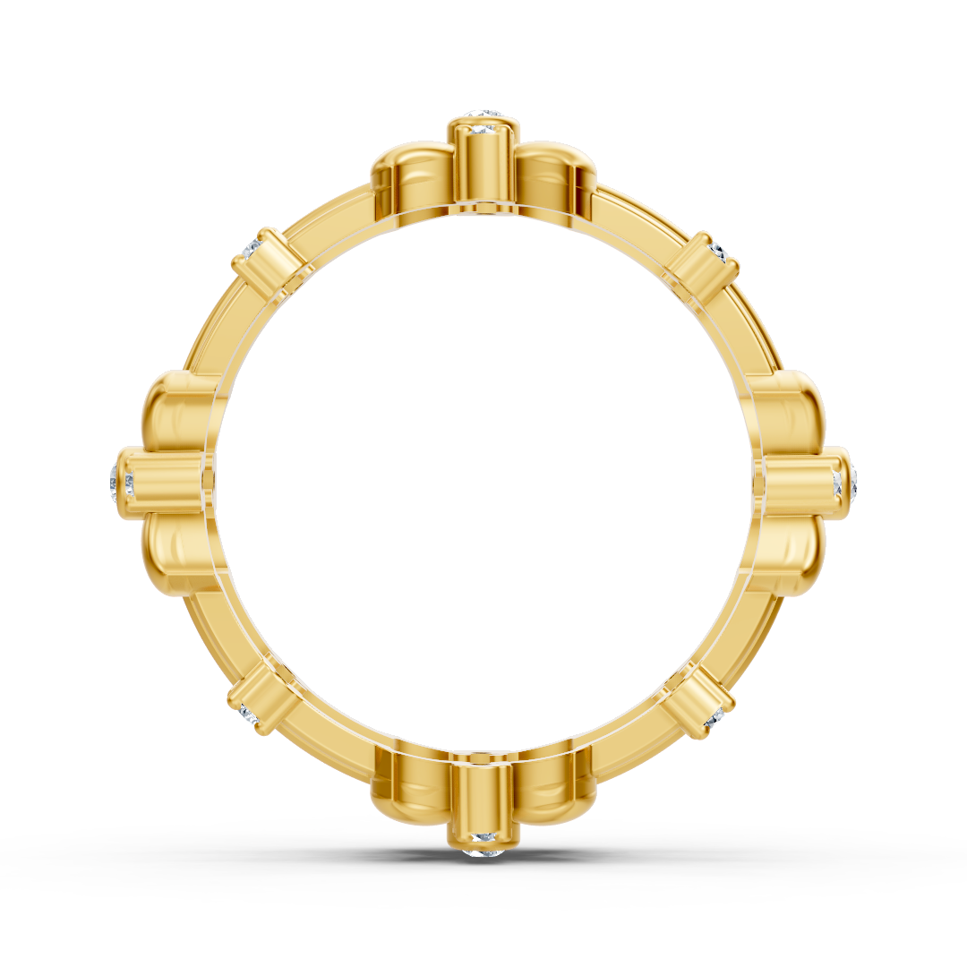 Bague florale Pırlanta en or jaune 14 carats « Couronne de fleurs »