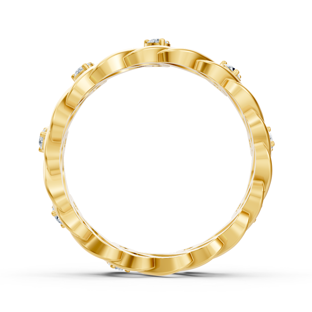 Bague en or jaune 14 carats avec diamants « Vague de Grâce »