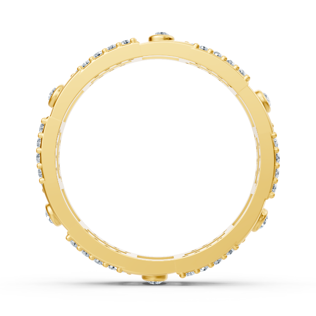 Bague géo en or jaune 14 carats et diamants « Line Art »