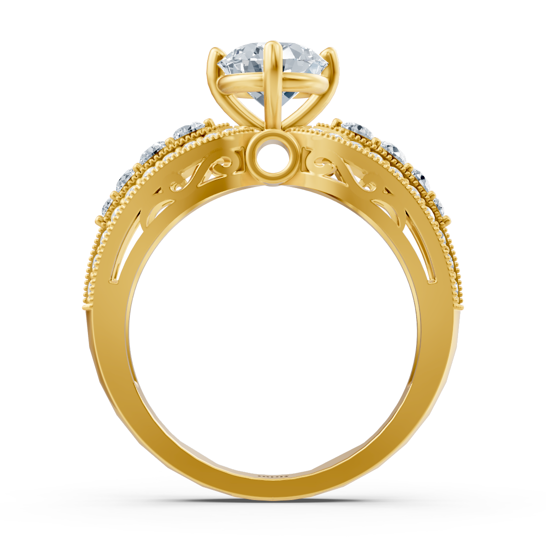 Extravaganter Weisstopas Diamant Verlobungsring aus 14 Karat Gelbgold