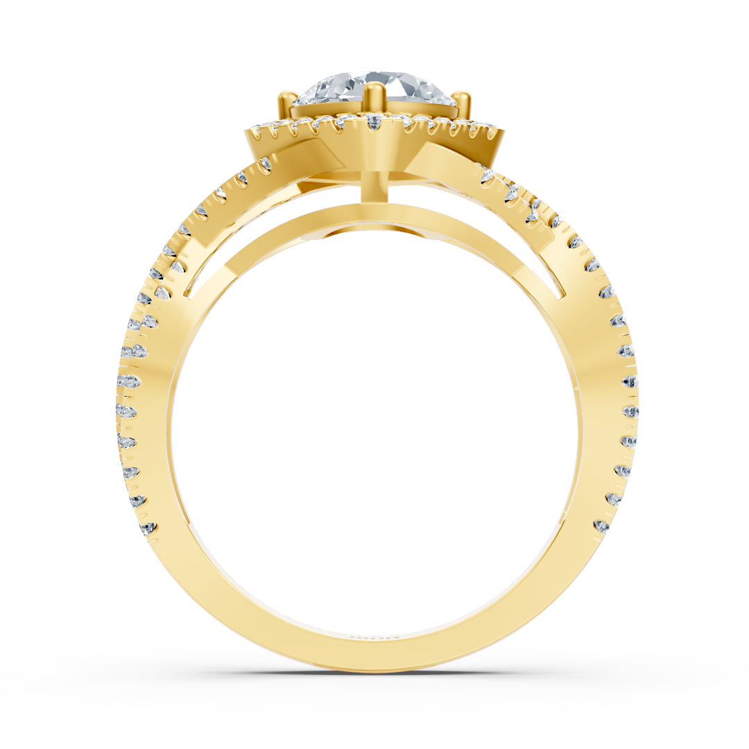 Diamant Halo Verlobungsring aus Gelbgold