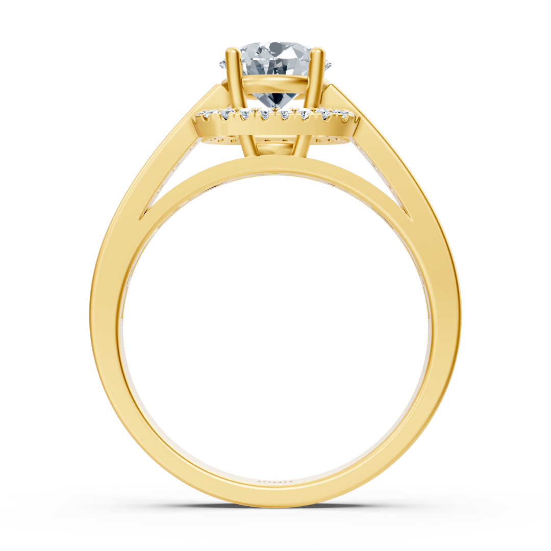 Bague élégante en or jaune avec diamants sur le côté