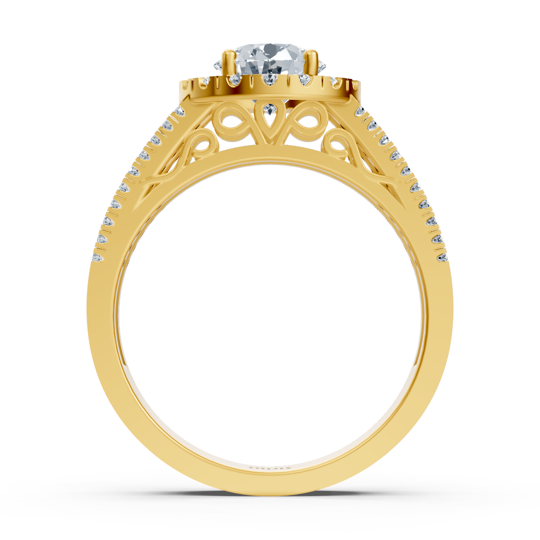 Halo diamond ring yellow gold