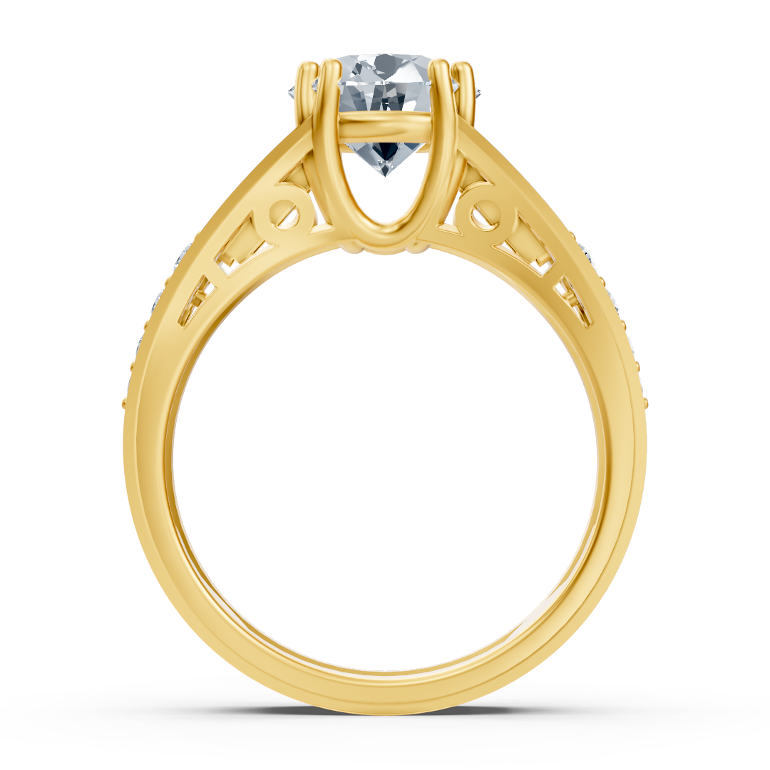 Yellow gold baguette-cut diamond ring