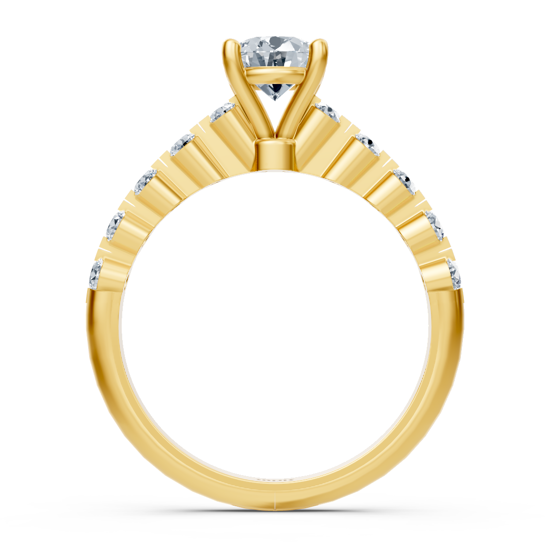 Half Eternity & Solitaire Diamond Ring Yellow Gold