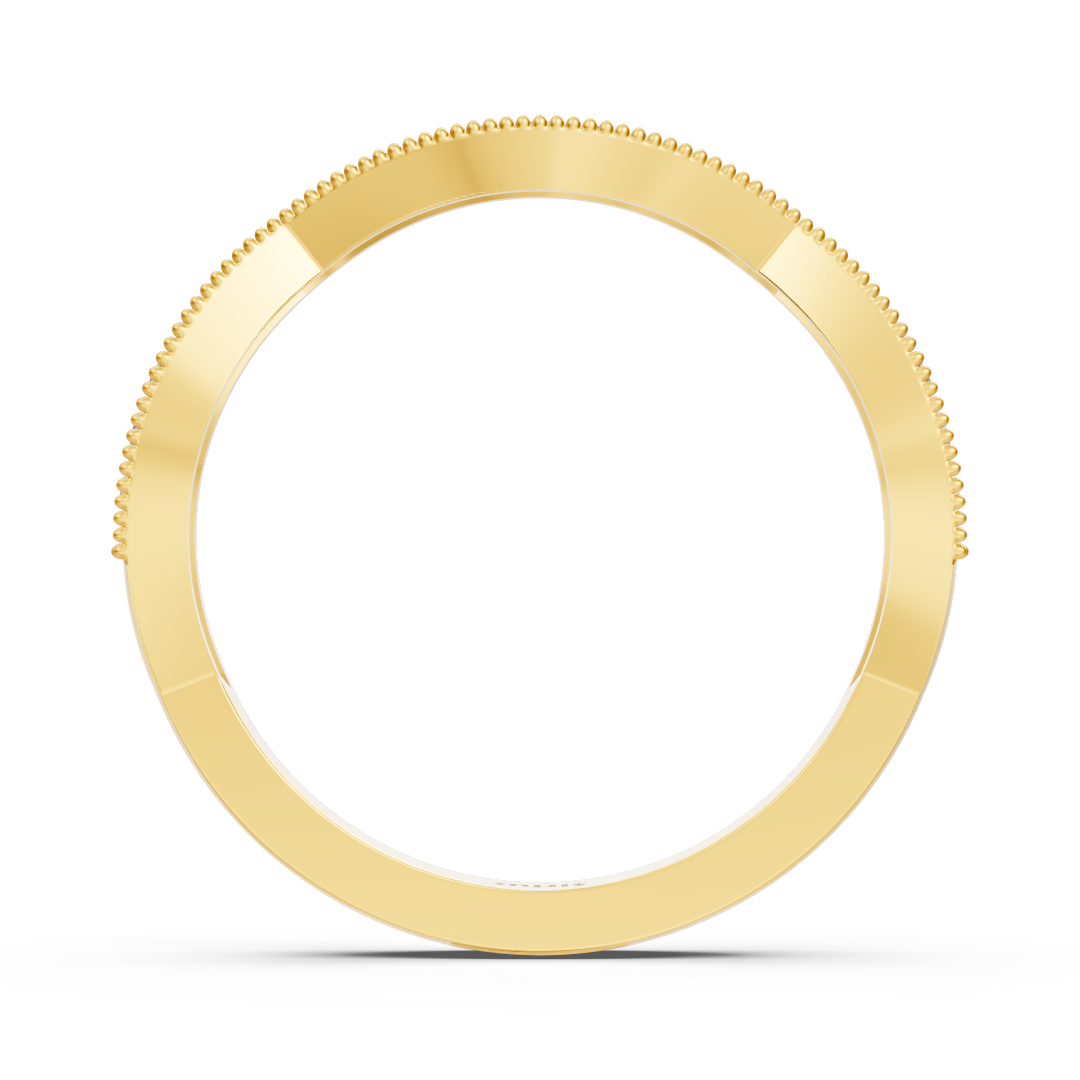 0.19 carat diamond curved wedding ring in yellow gold
