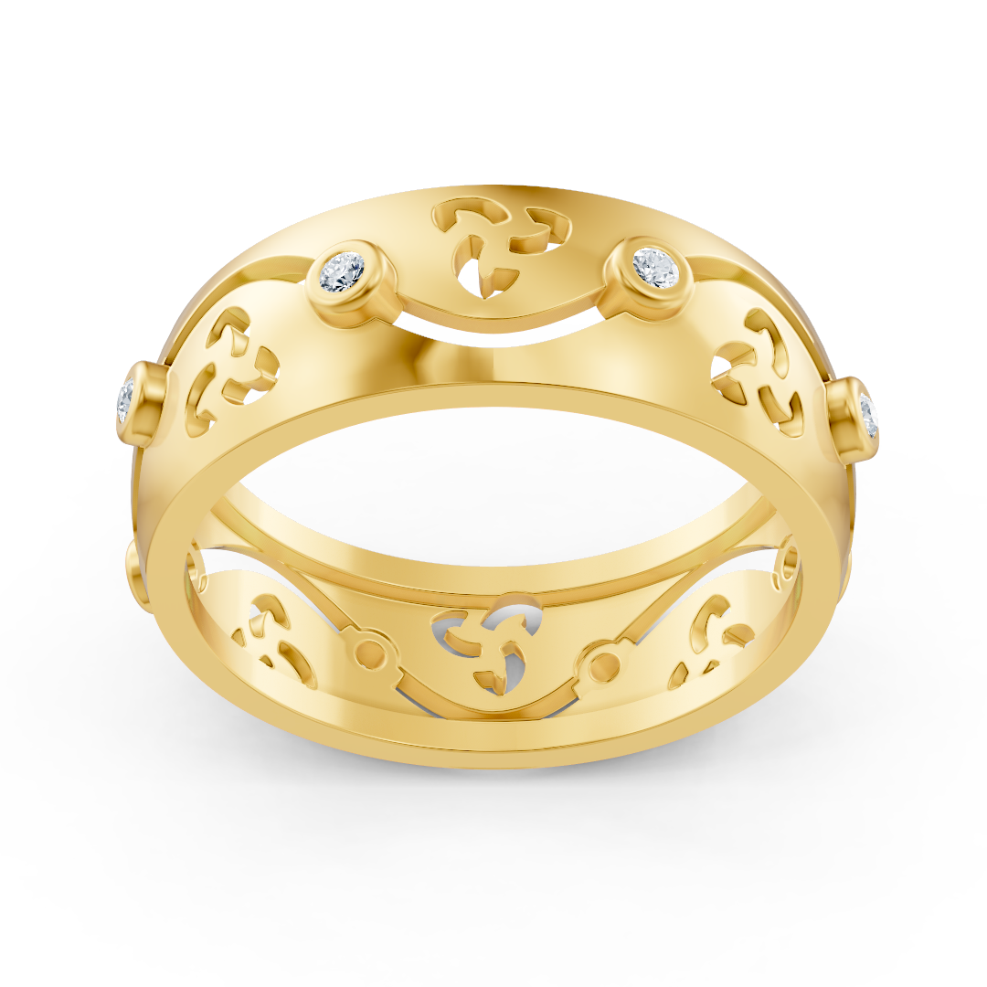 Eleganter Gelbgold-Ring mit Runddiamanten im Bezel-Design