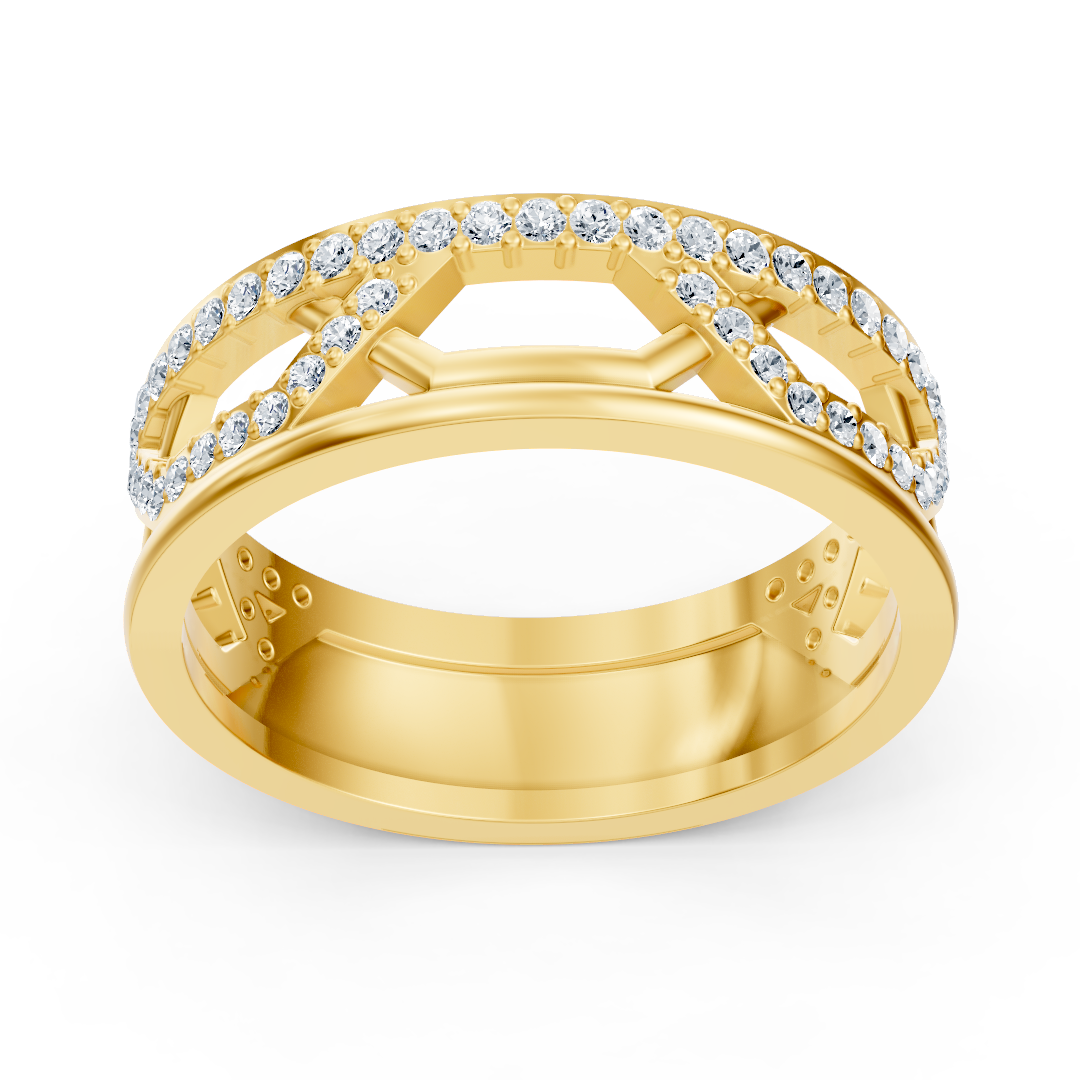 Gelbgold-Ring mit Runddiamanten im Prong-Design
