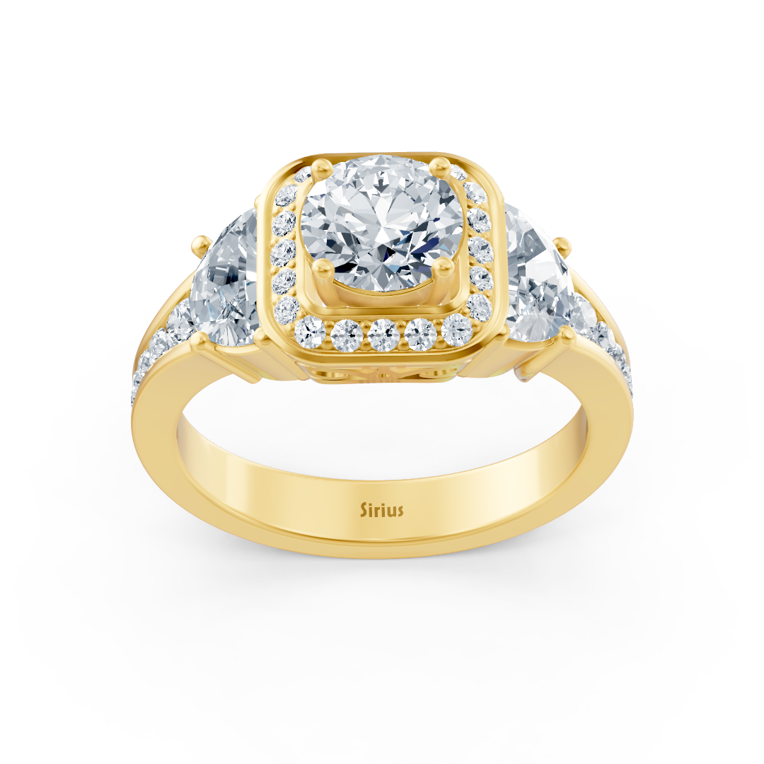 Diamond & Ruby 3-Stone Engagement Ring in Yellow Gold