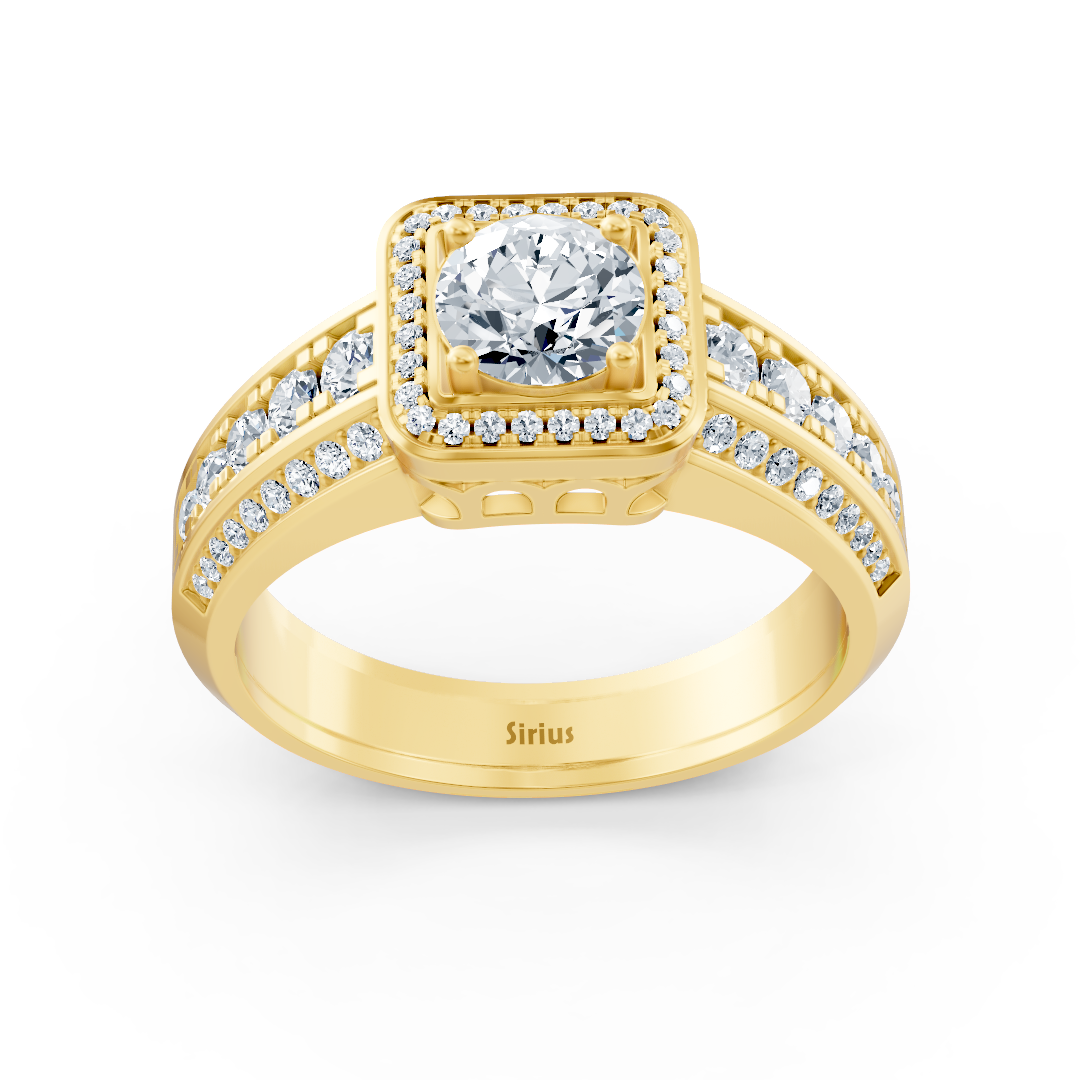 Bague en or jaune 14 carats avec diamant taille princesse de 1,41 carat