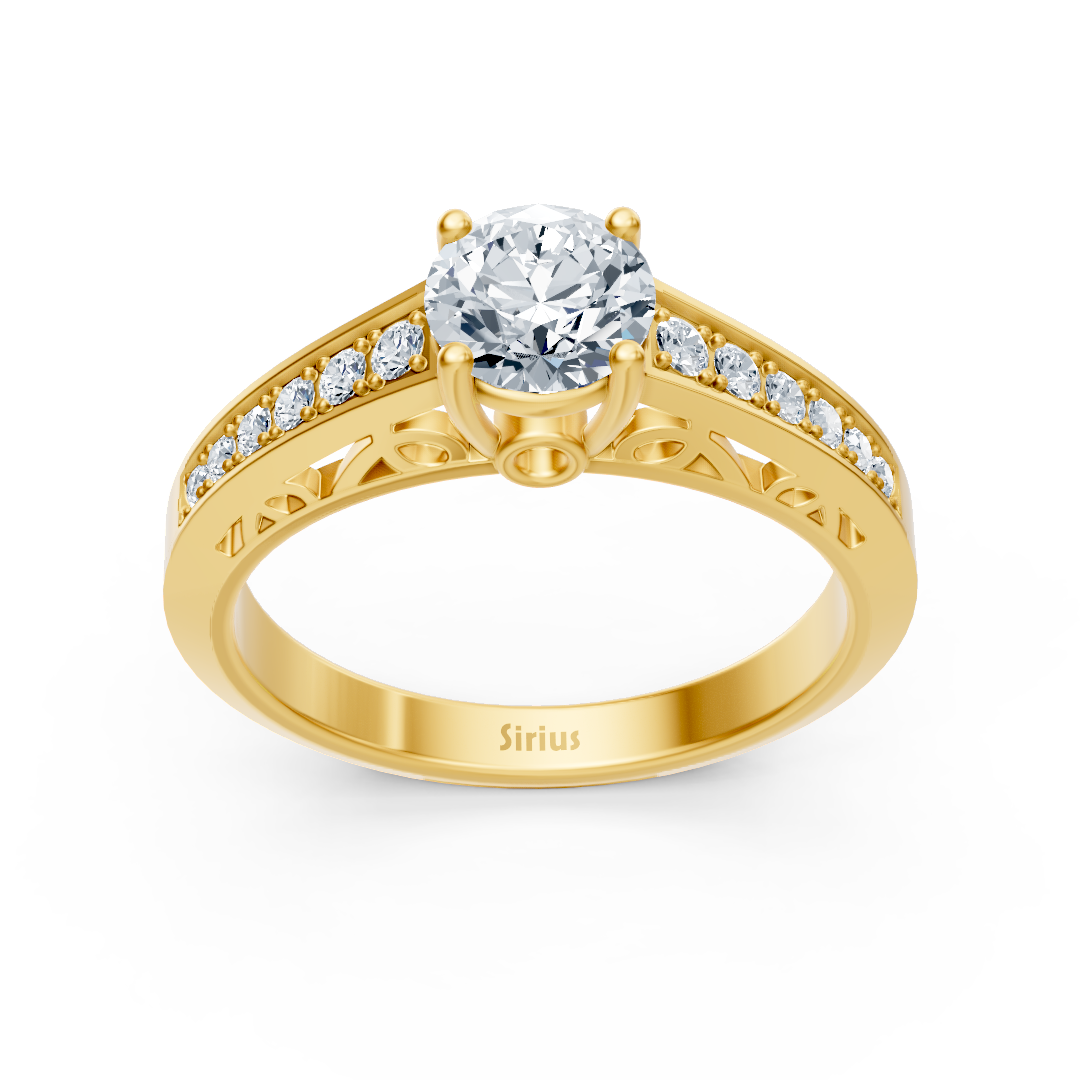 Bague Birgie en or jaune avec diamants taille ronde sertis en canal