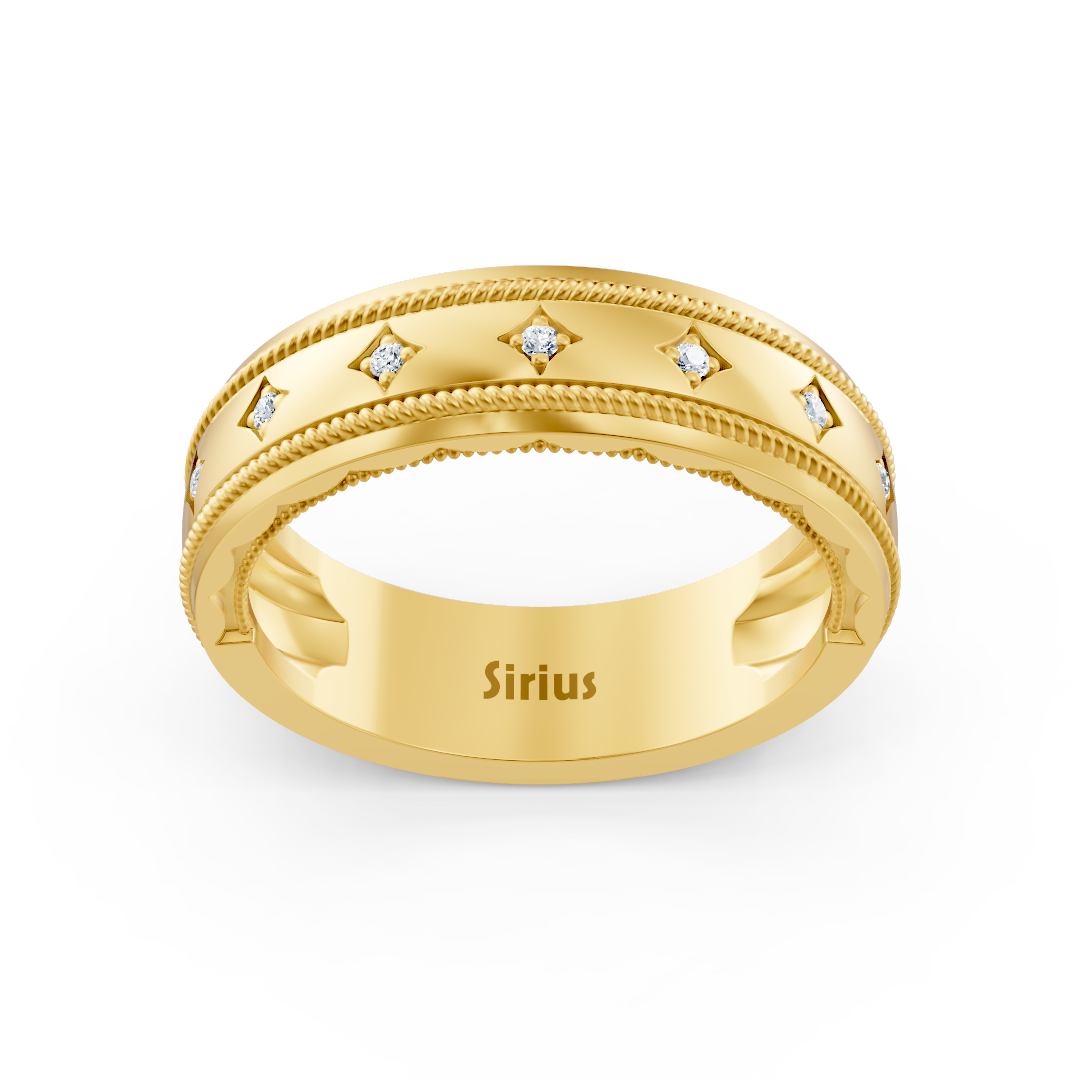 Alliance pour homme en or jaune avec diamant de 0,05 carat