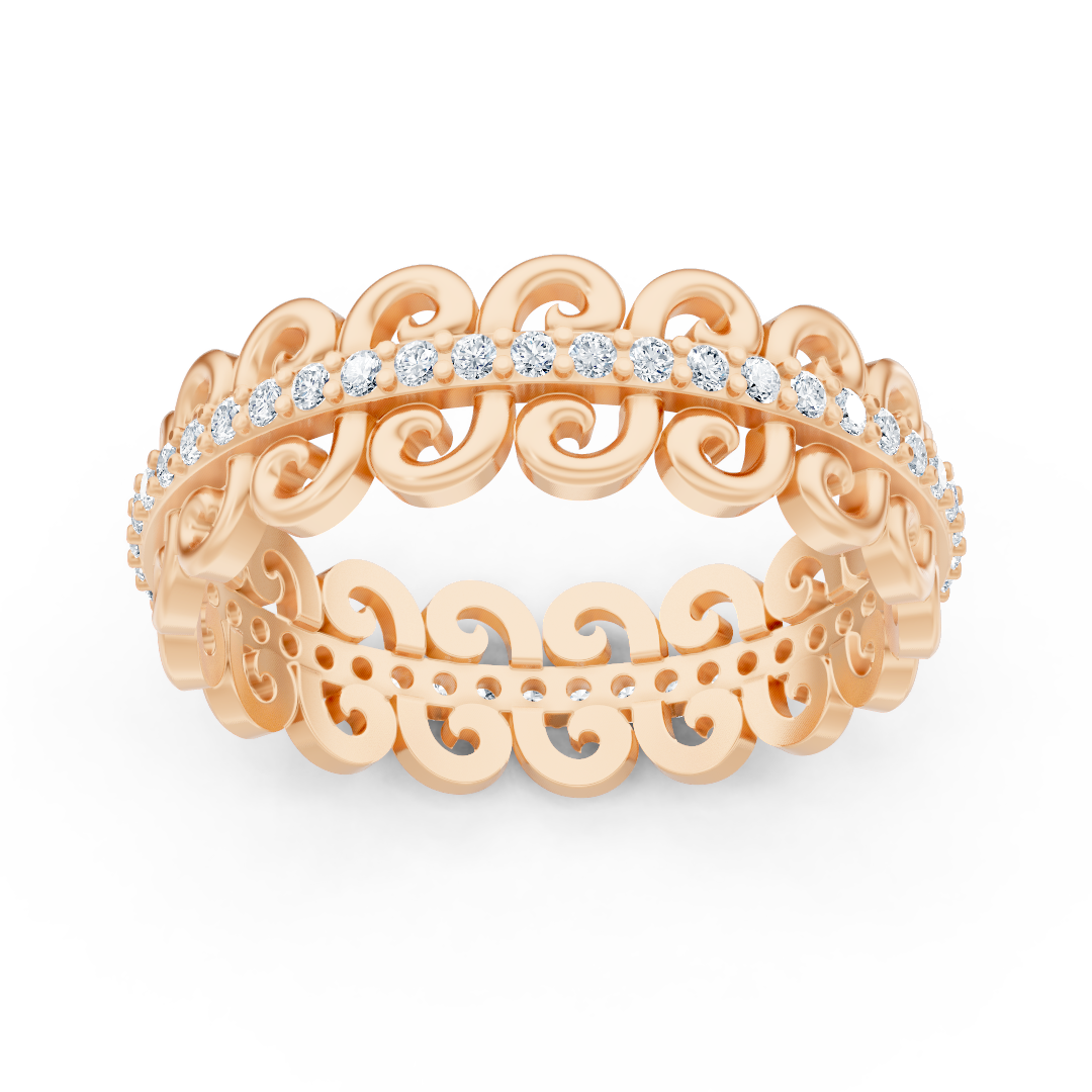 Anmutiger Schneckenmuster Diamantring - 14K Roségold, ca. 0.28 Karat