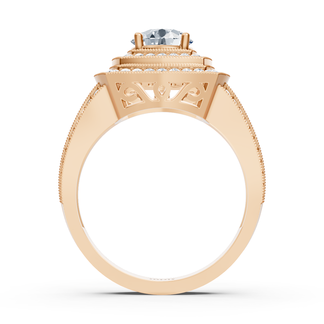 Rose Gold Square Halo Diamond Ring
