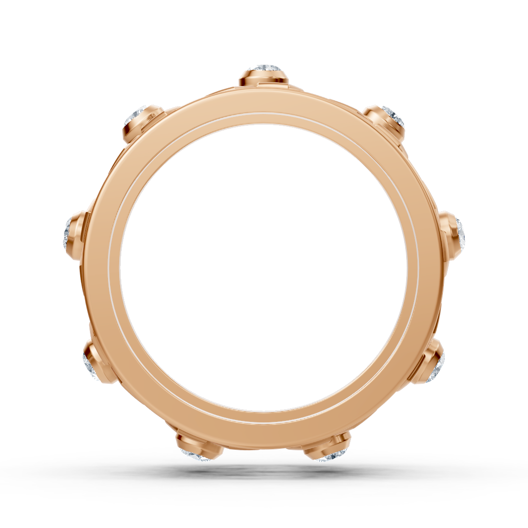 Rose gold diamond ring with snowflake motif – 8 diamonds