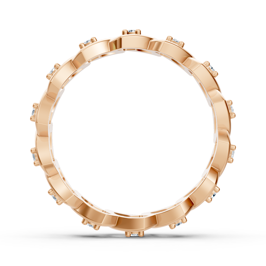 Bague élégante en or rose avec diamants taille ronde – design délicat