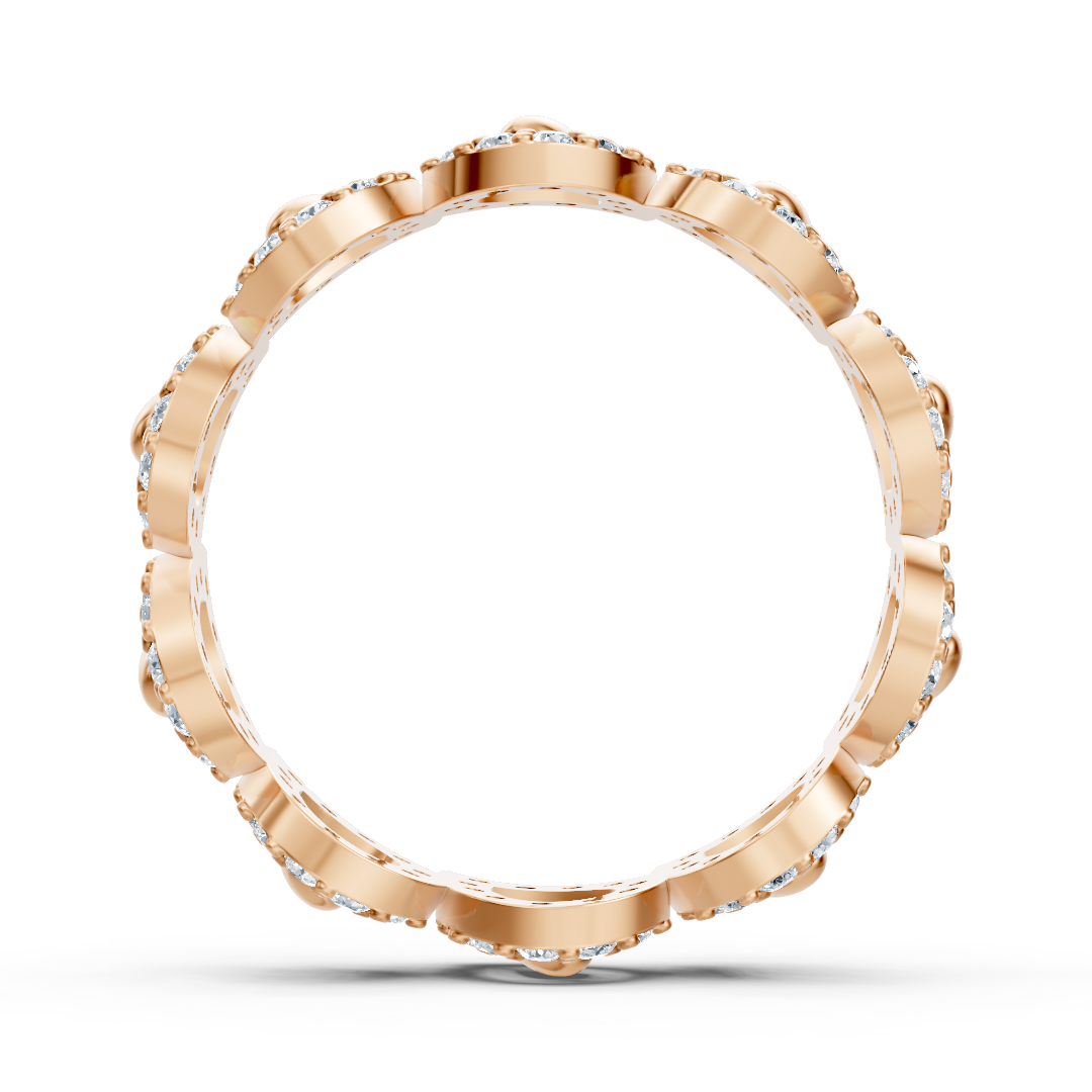 Opulent rose gold ring with diamonds – sparkling sea of flowers design