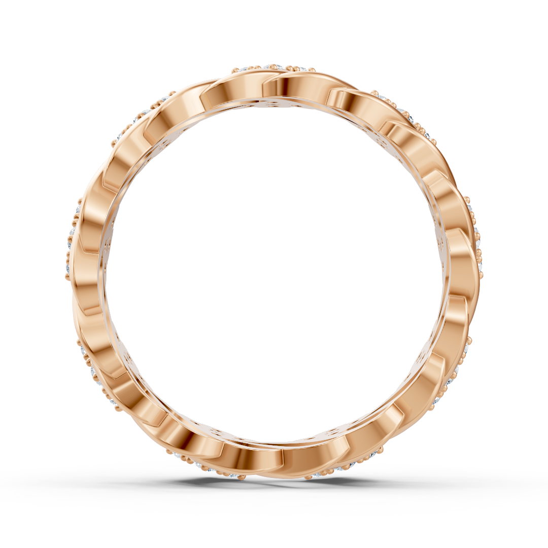Bague en or rose 14 carats avec diamants « Fleur de glace »