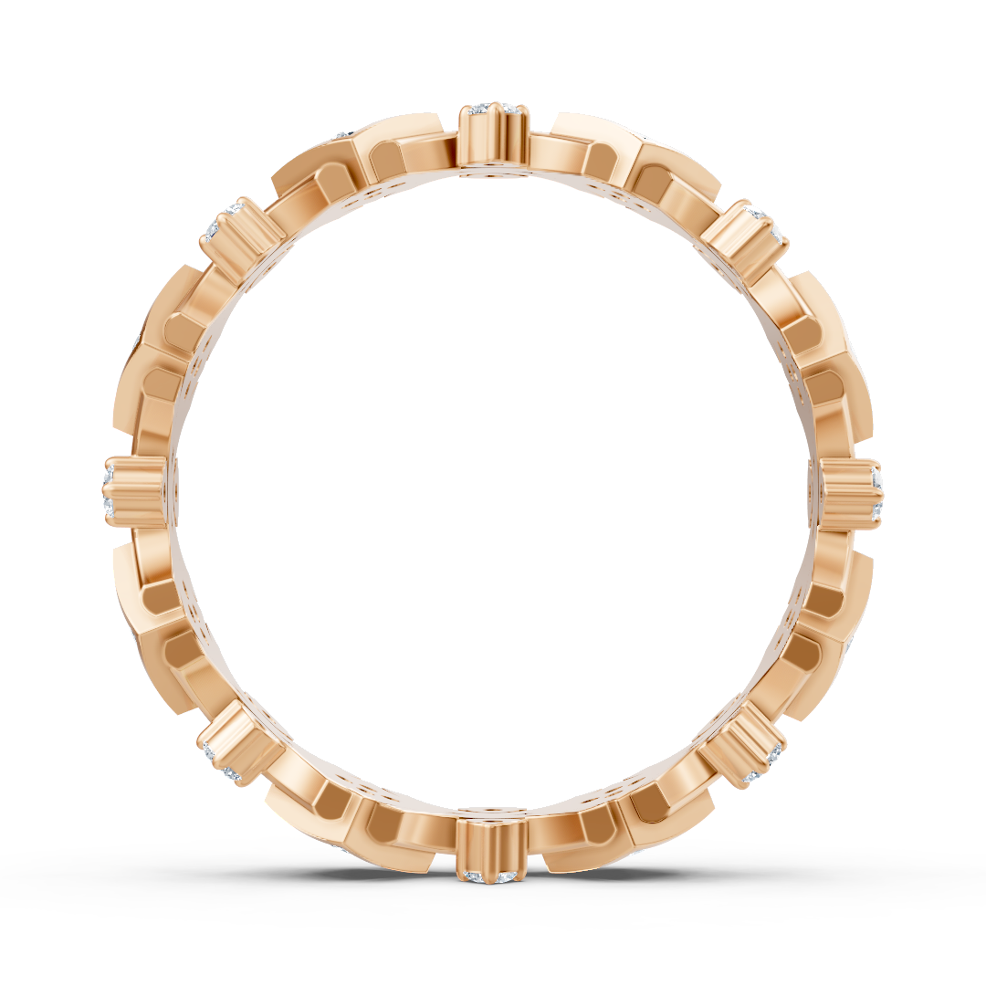 Rose gold ring with round diamonds